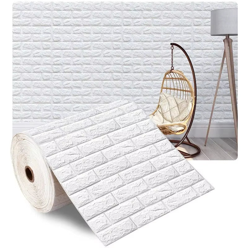 70Cm*1M 3D Self-Adhesive Wallpaper Continuous Waterproof Brick Wall Stickers Living Room Bedroom Wall Stickers Home Decoration