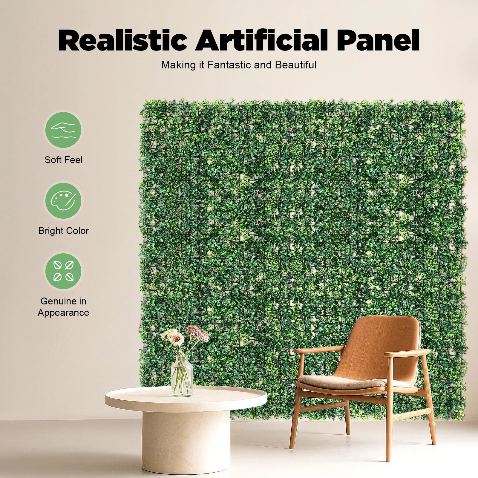 12PCS Luxury Artificial Grass Panels 60X40X4Cm PE Green Privacy Fence Wall for Outdoor Garden Patio Yard Decor Easy Install