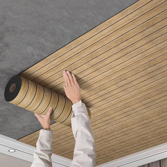 Kuujojo Wood Panel Peel & Stick Wallpaper, Striped Selfadhesive Faux Wood Grain Wall Covering, Easy Diyhome Decor 15.74X118 In