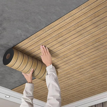 Kuujojo Wood Panel Peel & Stick Wallpaper, Striped Selfadhesive Faux Wood Grain Wall Covering, Easy Diyhome Decor 15.74X118 In