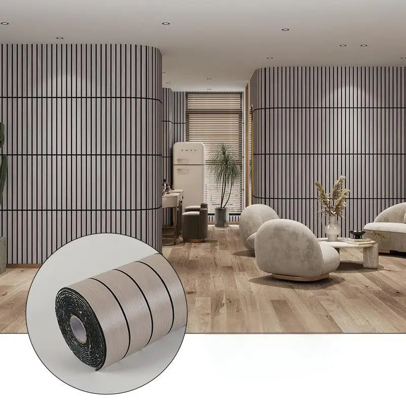 Kuujojo Wood Panel Peel & Stick Wallpaper, Striped Selfadhesive Faux Wood Grain Wall Covering, Easy Diyhome Decor 15.74X118 In