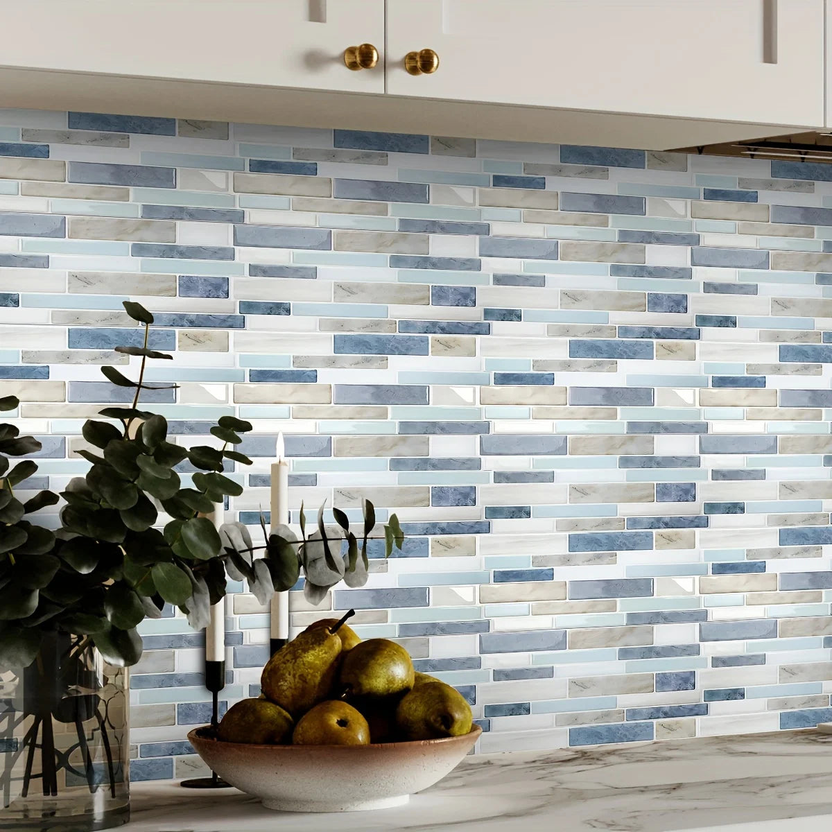 25PCS Marble Pattern 3D Effect Crystal Kitchen Stickers Waterproof Oilproof Kitchen and Bathroom Tile Stickers Thickened Self-Ad