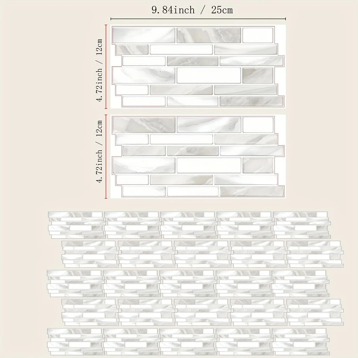 25PCS Marble Pattern 3D Effect Crystal Kitchen Stickers Waterproof Oilproof Kitchen and Bathroom Tile Stickers Thickened Self-Ad