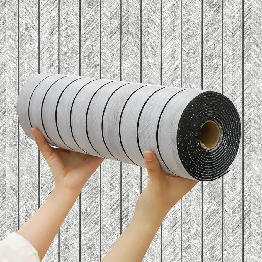 Kuujojo Wood Panel Peel & Stick Wallpaper, Striped Selfadhesive Faux Wood Grain Wall Covering, Easy Diyhome Decor 15.74X118 In